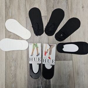Hue 8 Pair Bundle Super Soft Sneaker Liner Socks Fishnet Black Women's Onesize